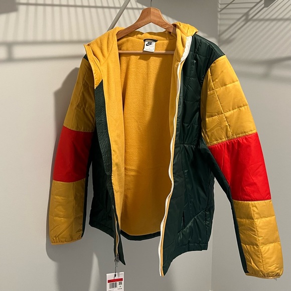 Nike Sportswear Synthetic Fill Puffer Jacket Color Block Green/Gold/Red, LARGE - Picture 2 of 8